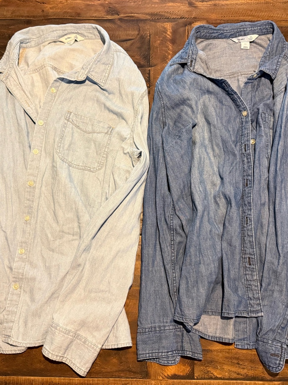 Light Blue and Medium Blue Denim Shirt Duo - Women’s Casual Button-Down